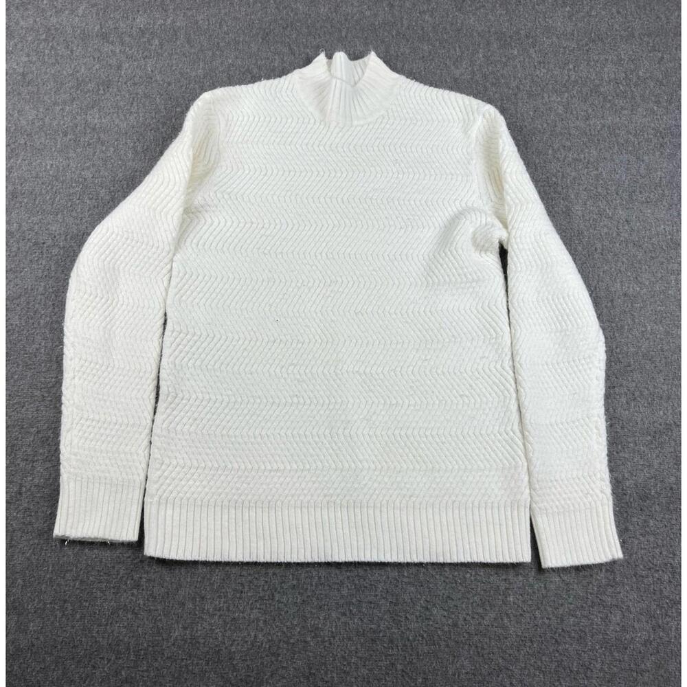 Bershka Textured White Sweater for Men Size Medium‎